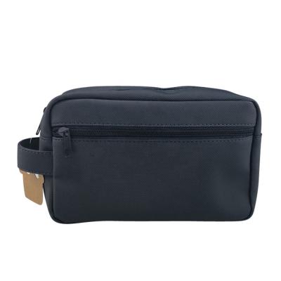 China Custom PU Logo Men Dopp Toiletry Bag Men's Dopp Kit Travel Bag Navy Blue Sadness Fashion Handle Carry Men's Toiletry Bag for sale