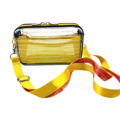 China Mini Girls Transparent Hard PC Cosmetics Convenience Fashion Shell Box Small Suitcase Body Bag Clear Cross Messenger Bag for sale