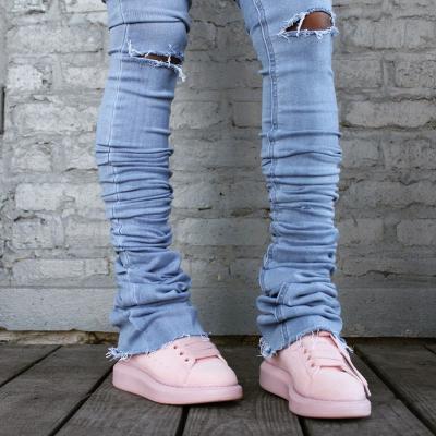 China 2021 New Arrivals Viable Women's Denim Blue High Waisted Ruched Skinny Stacked Jeans for sale