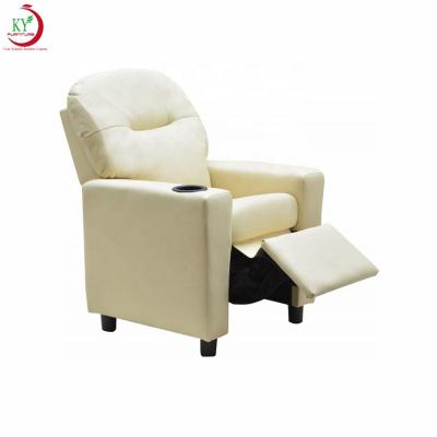 China JKY Eco-friendly Furniture Push Back One Seater PU Leather Living Room Furniture Recliner Chair Fabric With Cup Holders For Kids for sale