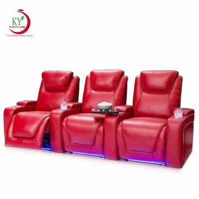 China (Size) JKY Recliner Adjustable Leather Extended Seating Furniture Sofa For Cinema 3 Piece Theater Motion Set for sale