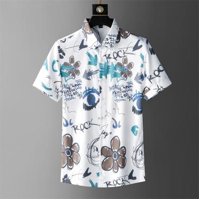 China Wholesale Casual White Shirt Men's Fashion Breathable Summer Printed Men's Short Sleeve Shirt for sale