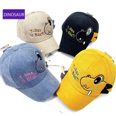 China Checked Children's Cotton Dinosaur Pattern Sports Running Cute Girl Baby Baseball Cap Boy Sun Hat for sale