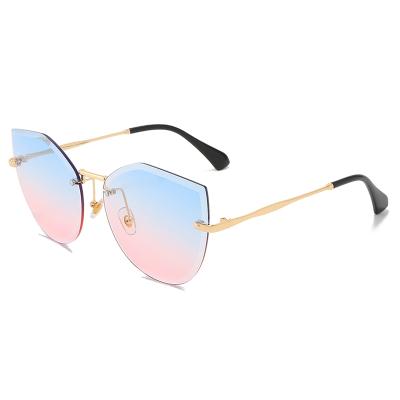 China 2020 Fashion Sun Glasses Womens Metal Glass Design Sunglasses Faral 88014 Aesthetic Sun Glasses UV400 Cat Eye Rimless Shades for sale