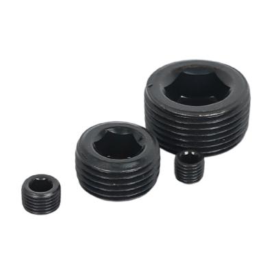 China Inner hexagon Uk-usa Fine stud Pt Npt Black screws Level 12.9 black plug with flat endThe headless for sale