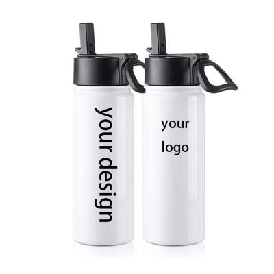 China Stainless Steel Water Bottle 18OZ Viable Vacuum Flask Custom Logo Stock Sports Water Bottle With Straw Lid for sale