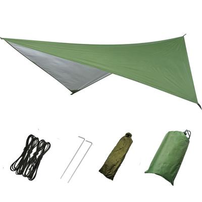 China Diagonal Tethering Type Fishing BBQ 210T Polyester Sun Rain Fly Hotsale Portable Waterproof Camping Tarp Tent for sale