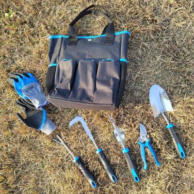 China Customized Stainless Steel Garden Garden DIY Tools Including Transplanter Trowel Weeder Shears Carry Bag for sale