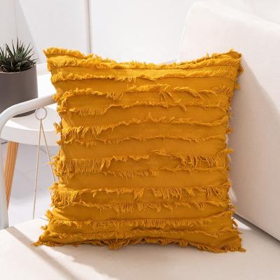 China Hotel Wholesale Cotton Throw Pillow Covers For Couch Sofa Bed Decorative Throws Cushion Covers 18 Inch Tassels for sale