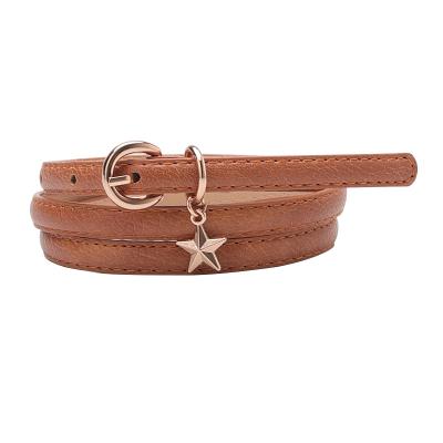 China Wholesale Fashion.Casual Star Pendant Ring Pin Buckle Multi Color Soft PU Leather Women Belts For Jeans for sale