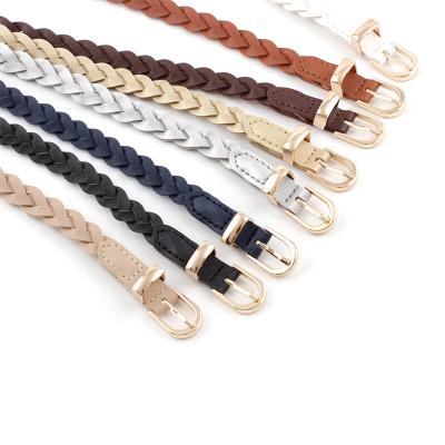 China Fashion.Casual alloy Famale thin belts simple casual flexible leather wild belt buckle dress jeans belts for girls for sale