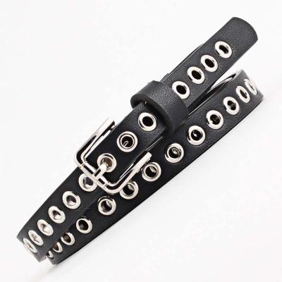 China Elegant Fashion.Casual Fashion Women Custom Perforated Eyelet Hollow PU Ladies Woman Leather Belt for sale