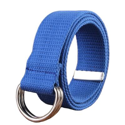 China Fashion.Casual woven elastic waistband elastic waistband with metal buckle Korean fashion double blue canvas belt for sale