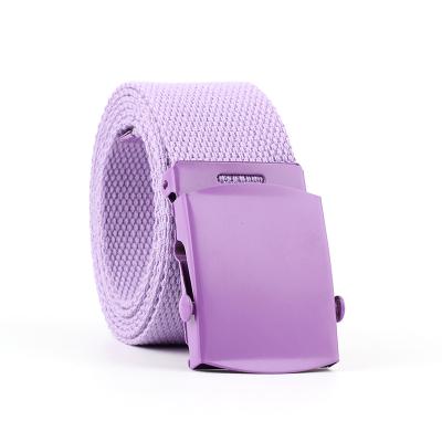 China Fashion.Casual Elastic Waistband Elastic Stretch Waistband With Metal Buckle Soft Leisure Woven Canvas Belt for sale