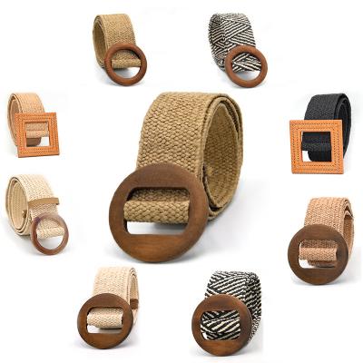 China Fashion.Casual female Bohemian vintage pp braided belt grass weave waistband women summer ladies 2021 belt for sale