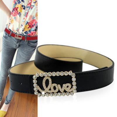 China Korean Fashion.Casual version of women's decorative belt love rhinestone belt leisure belt wholesale for sale