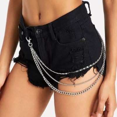 China Hip Hop Motorcycle Chain Jeans Gothic Rock Chain 3 Layer Hip Hop Key Chain Punk Pants Trousers With Snap Lobster Claw Hook Men Women for sale