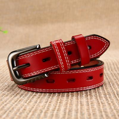 China Leisure Genuine Leather Belts For Women Stitching Up Belt Female Cowhide Pin Buckle Waist Strap Female For Jean Width 2.9cm for sale