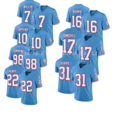 China Anti-Bacterial 2023 New Stitched VP F.U.S.E. American Football Jerseys Tennessee 22#Derrick Henry 10#DeAndre Hopkins 31#Byard 17#Tannehill for sale