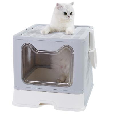 China Pet Care Cleaning Collapsible Cat Litter Tray Cats Litter Box with Front Entry and Top Exit for sale