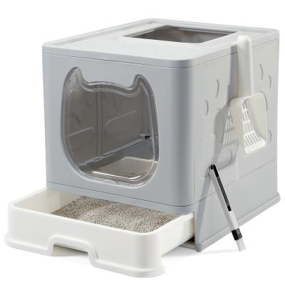 China Pet Care Cleaning Folding Cat Toilet Pet Litter Box Durable Cat Litter Box For Small Cat for sale