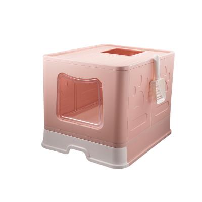 China Pet Care Cleaning Drawer Type Fully Enclosed Foldable Cute Cat Toliet Splash Proof Easy To Clean Large Cat Litter Box for sale