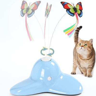 China Funny Cat Toy Game Viable Indoor Interactive Temptress With Electronic 360 Degree Rotating Butterfly Kitten Cat Toy for sale