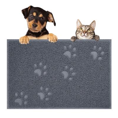 China Waterproof Plastic Dog Paw Cleaning Mat For Bowl Non Slip Waterproof Easy To Clean Cat Litter Box Mat For Dogs Cats Pets for sale