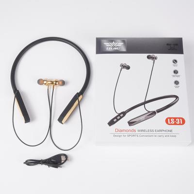 China Original Extra Low Neckband Wholesale Price OEM Sports Metal Neckband Leather Wireless Headset With 500mAh Battery for sale