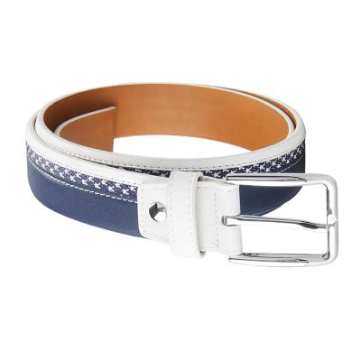 China MOQ Brand Logo Star Pattern Canvas Leather Eco-friendly Custom Low Golf Belt For Men for sale