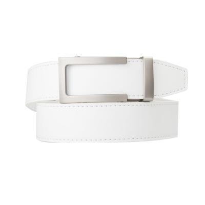 China Simple To Use Factory To Love White Unisex Genuine Cowhide Leather Golf Belt for sale