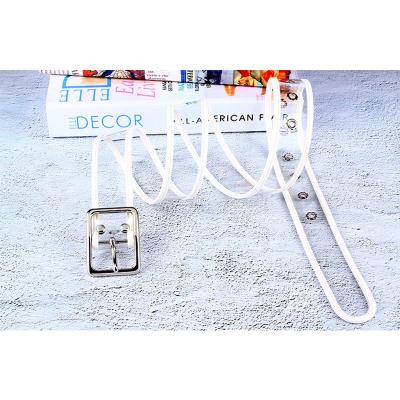 China Transparent PU Square Buckle White Plastic Belt For Kids for sale