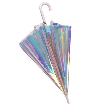 China All in 1 hot sale iridescent iridescent pvc laser clear color changing ig color hologram holographic umbrella for sale