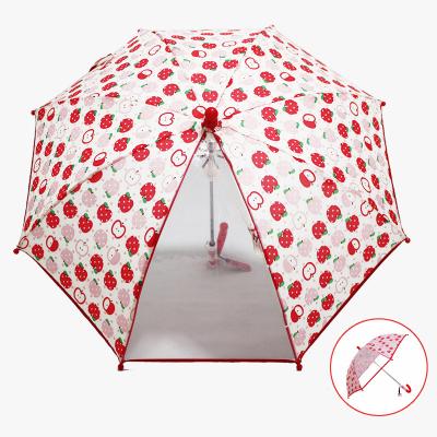 China Minimalist See Through Personalized Transparent Digital Printing Kid Children Upright Custom Umbrella For Rain for sale