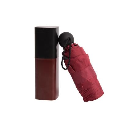 China Modern Lightweight Portable Travel 19inch 5 Times Ultra Mini Lipstick Capsule Umbrella With Case for sale