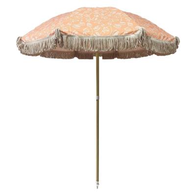 China 2021 Outdoor Zhejiang modern wholesale patio fashion parasol beach anti UV sun umbrella with tassels for sale