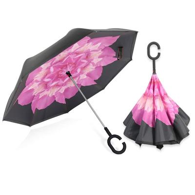 China Modern Car Windproof Custom Logo Customize Double Layer Compact Wholesale Reverse Inverted Umbrella For Sale for sale