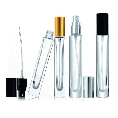 China Small Perfume 10ml Portable Empty Glass Tester Vials Glass Perfume Spray Bottle For Sale for sale