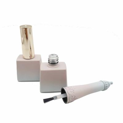 China Custom Design 12ml Gradient Glass Bottle Square Nail Polish Bottle Eco-friendly Empty UV Gel Nail Polish Bottle With Brush for sale