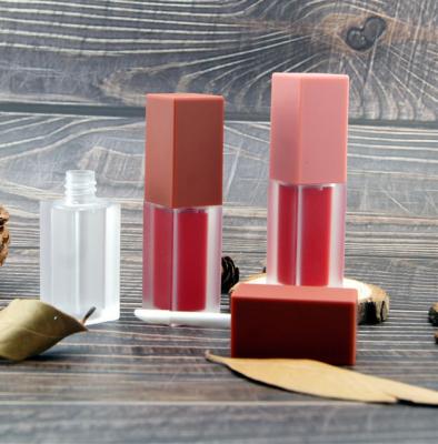 China OEM/ODM Custom Paint Eco-friendly Gradient Black Square Lipstick Clear Frosted Glass Tube With LOGO Mini Glass Cosmetic Bottle for sale