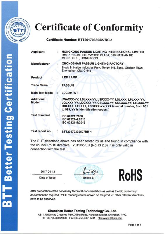 RoHS - Zhongshan Passun Lighting Factory