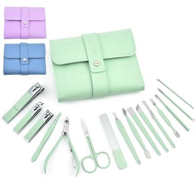 China Professional Stainless Steel Accessories Stainless Steel Nail Clipper Set Nail Tools Manicure And Pedicure Set 16 Pcs - Travel Grooming Kit for sale