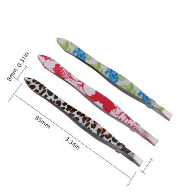 China Flat Stainless Steel Eyebrow Clip Beauty Tools Eyebrow Clip Tweezer Colored Flower Eyebrow Clip for sale