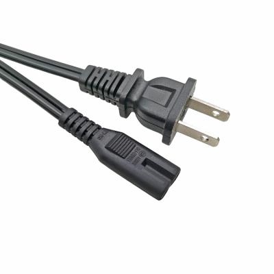 China Home Appliance 2 Slot Wall Plug AC Power Cable Replacement USA TV Power Cord 2 Prong, NEMA 1-15P to IEC C7 for sale