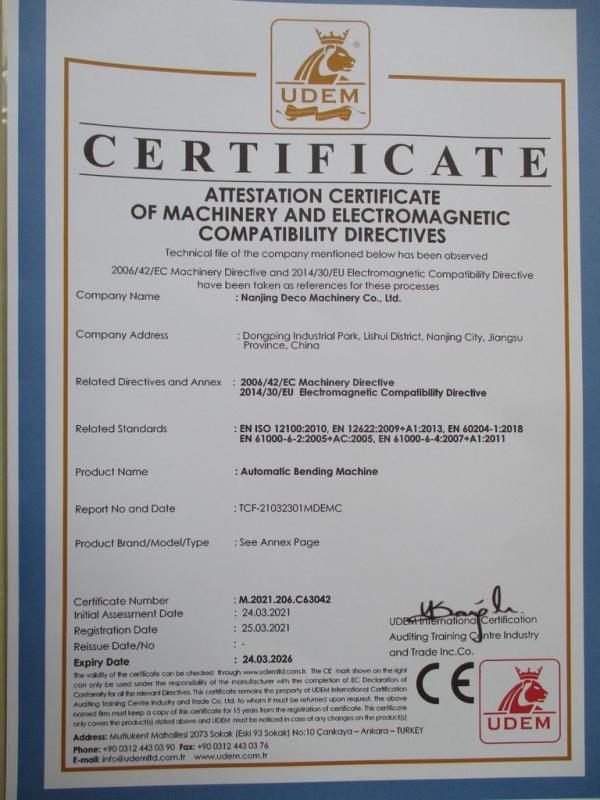 CE - Nanjing Deco Machinery Co., Ltd.