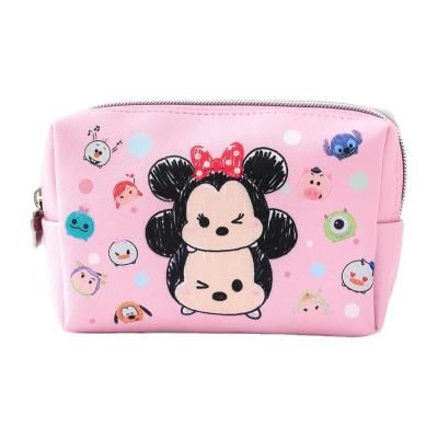 China Fashion Original Hot Selling Disney 5pcs Genuine Coin Clips Pink Main Travel Bag Storage PU Cosmetic Bags For Women Makeup for sale