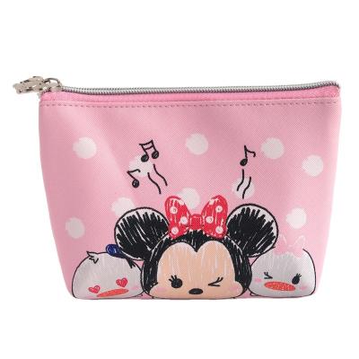 China Fashion Disney PU Leather Waterproof Cosmetic Bag Portable Makeup Bag Travel Toiletry Bag for sale