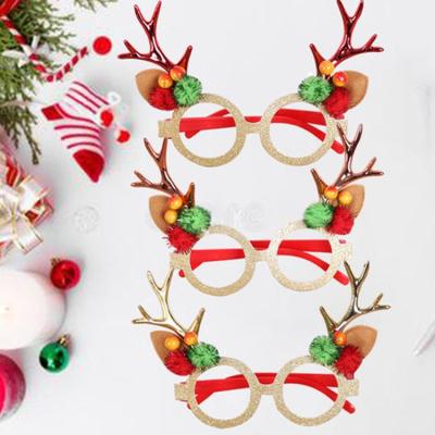 China 2021 Funny Sunglasses Plastic Material Cheap Antler Deer Horn Decorated Glasses For Christmas Party Decoration for sale