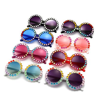 China New Diamond Round Children Sunglasses Fashion Cartoon Personality Colorful Sunglasses Wholesale for sale