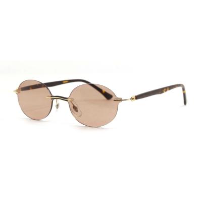 China Fashion Sunglasses Shape Round Polarized Women Rimless Sunglasses for sale